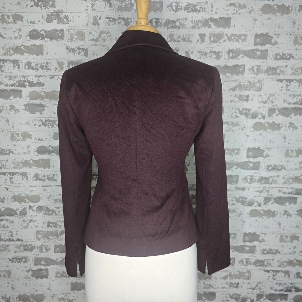 Lafayette 148 NY Blazer Womens 2 Burgundy Cropped Wool Angora Velvet Career Work - Picture 5 of 11